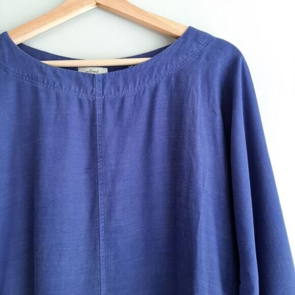WILFRED | Aritzia Delphine Relaxed Fit Shift Dress w/ Pockets Blue Sz XS Flawed - Picture 2 of 14